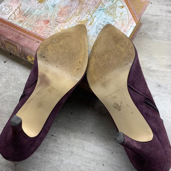 Nine West Purple Suede Booties Size 7 - Picture 5 of 12
